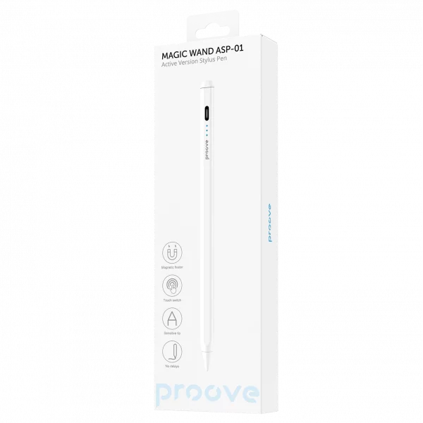 Proove Stylus Magic Wand ( ASP-01 Active Version white) - قلم ايباد ستايلس ماجيك اصدار نشط متوافق مع ايباد ابل 2018 فما فوق من بروف ابيض