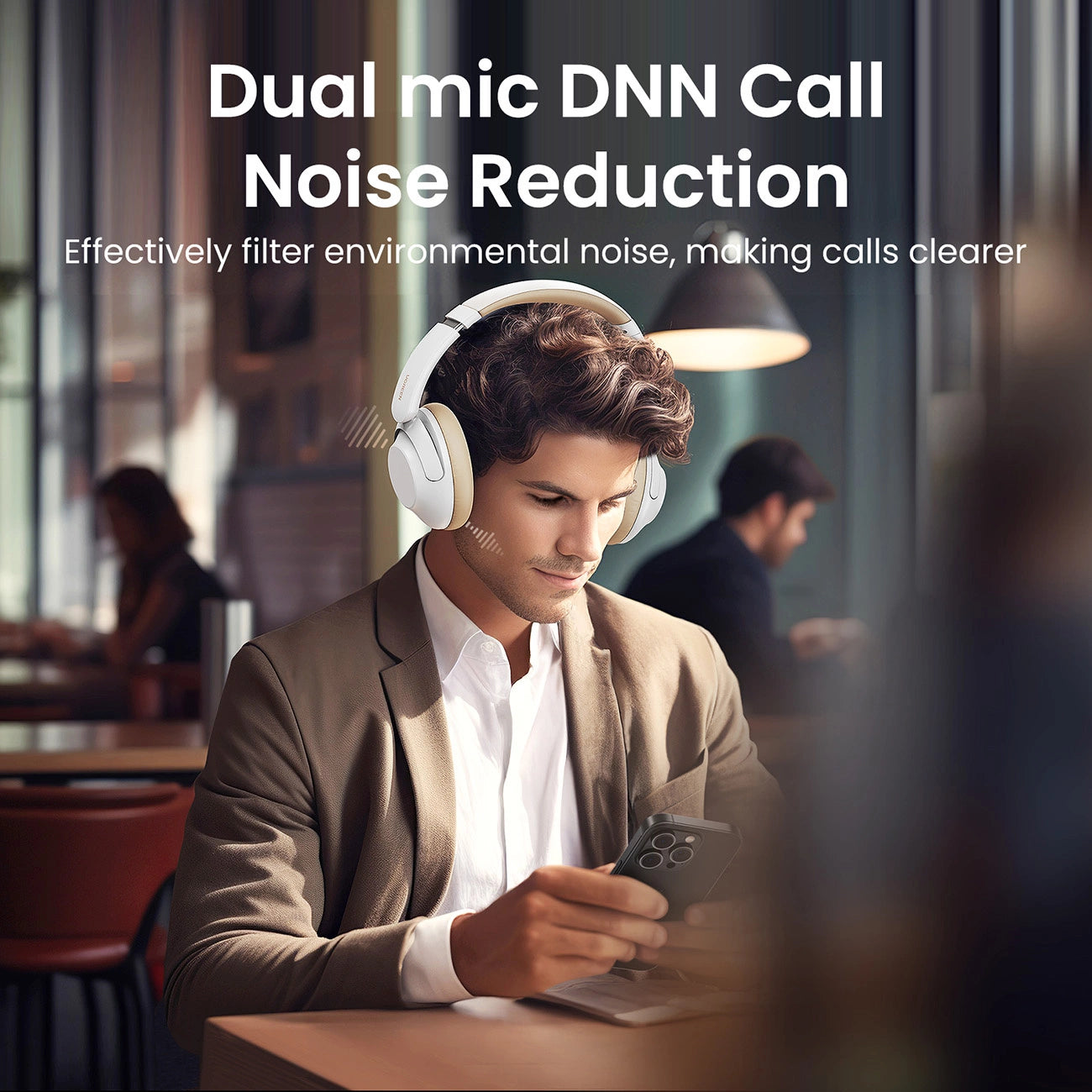 UGREEN HiTune Max5 Headphone ANC White - سماعات بلوتوث هيدسيت مع خاصية الغاء الضوضاء النشط من يوكرين ابيض