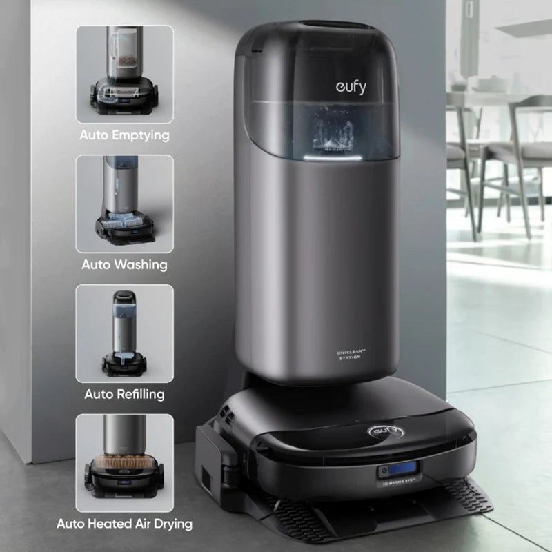 Anker Eufy Robot Vacuum Omni S1 Pro Black - روبوت التنظيف اومني اس 1 برو كنس ومسح 8000 باسكال من انكر اسود