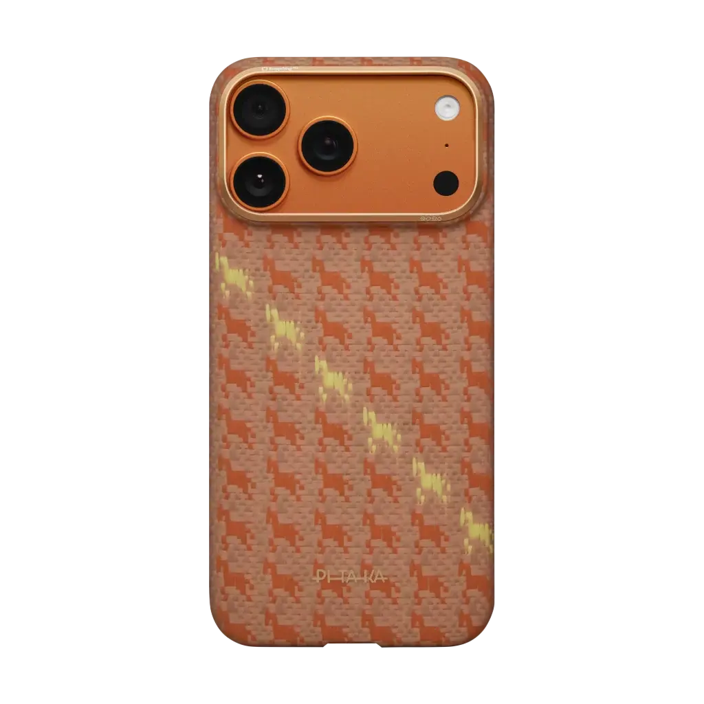 PITAKA HAPPINESS RIDES IN PITAKA EDGE CASE FOR IPHONE 17 PRO MAX AMBER - كفر ايفون 17 برو ماكس ماك سيف من بيتاكا