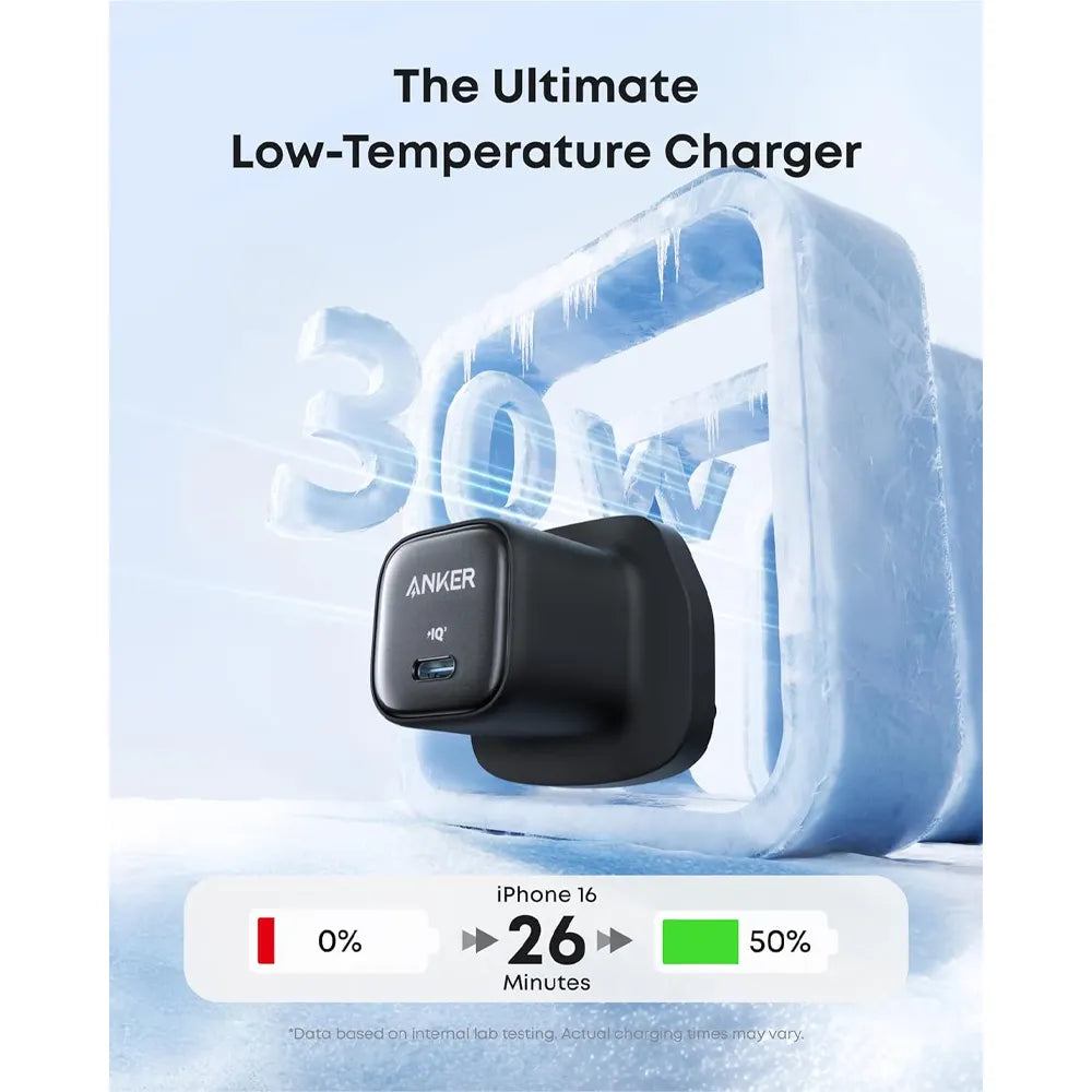 Anker Zolo Charger 30W, PD 3.0, with 1.0m C to C Cable - شاحن انكر 30 واط مع كيبل تايب سي بطول 1 متر