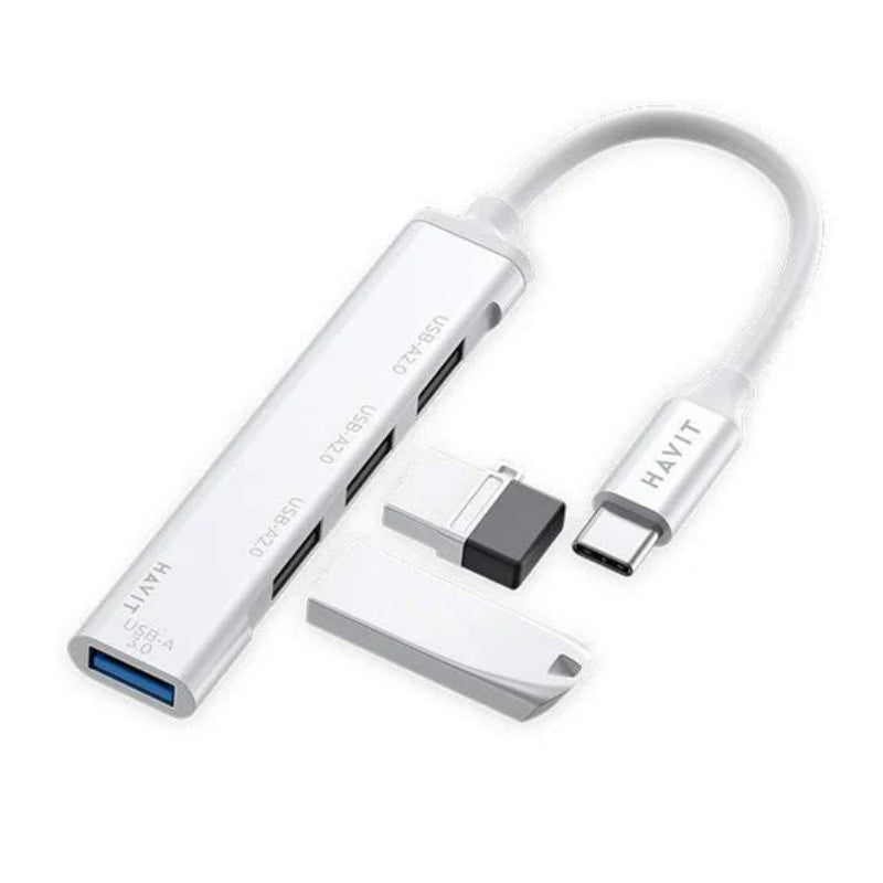 Havit HB41 HUB USB C to 4-USB A Silver - توصاله 4 في 1 تايب سي من هافيت