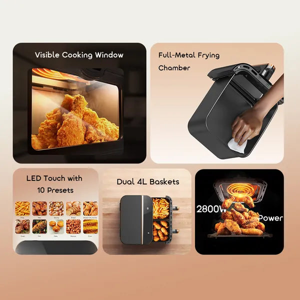 Oraimo NutriFry Duo 8L 2800W AirFrye - قلاية هوائية 2800 واط 8 لتر من اورايمو