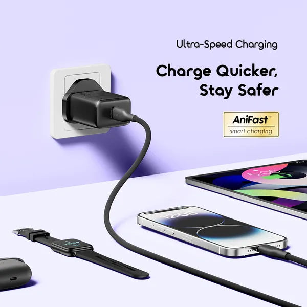 Oraimo Wall Charger USB-C Port 45W Black - شاحن تايب سي 45 واط من اورايمو اسود