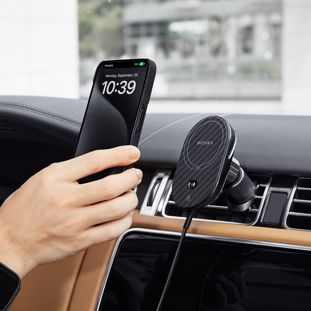 PITAKA MAGNETIC CAR PHONE HOLDER FOR AIR VENT QI2 - ستاند سيارة مغناطيسي بفتحة التبريد مع شحن لاسلكي من بيتاكا