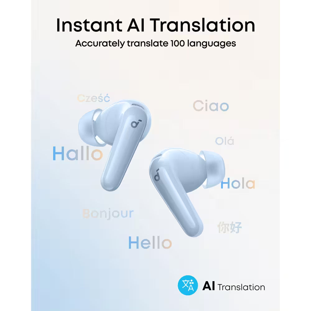 soundcore R60i NC Blue - سماعات بلوتوث بتقنية الغاء الضوضاء ودعم الترجمة الفورية من انكر ازرق