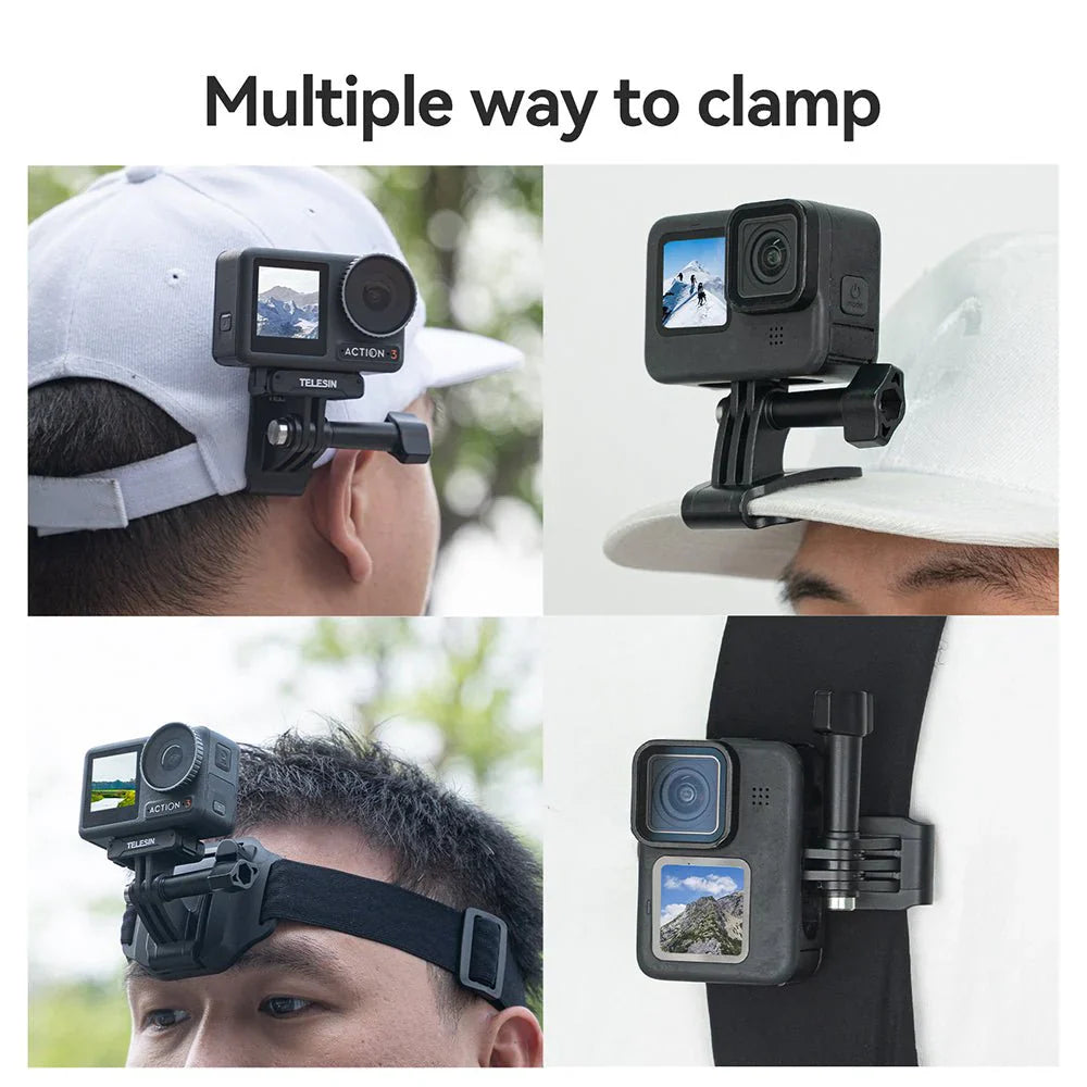 TELESIN 2-in-1 Hat Clip Quick Release Headband - حزام الرأس للكاميرا سريع الفتح مع مشبك القبعة من تيليسن