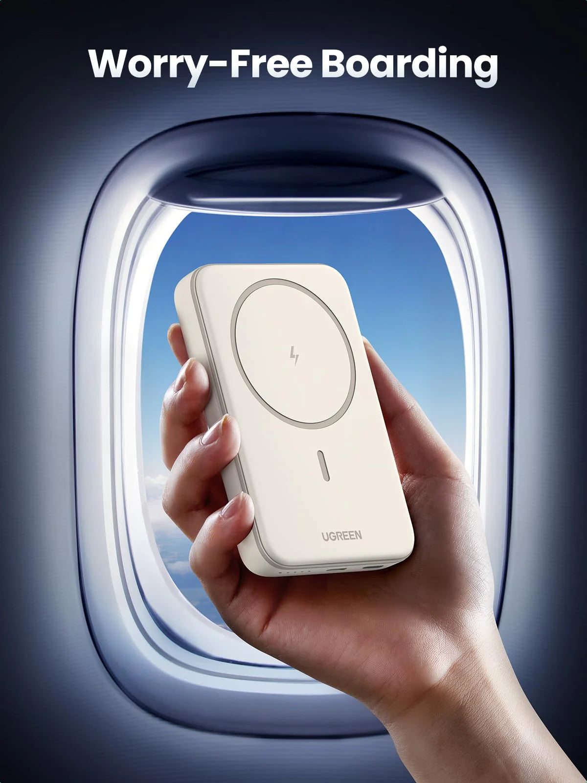 UGREEN PowerBank Magnetic Wireless Creamy 10000mAh 20W - باوربنك مغناطيسي لاسلكي 10000 ملي امبير 20 واط من يوكرين