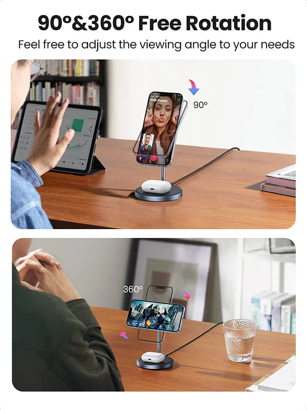 UGREEN Stand Wireless Charger Type 2in1 - سستاند مع شاحن لاسلكي 2 في 1 من يوكرين