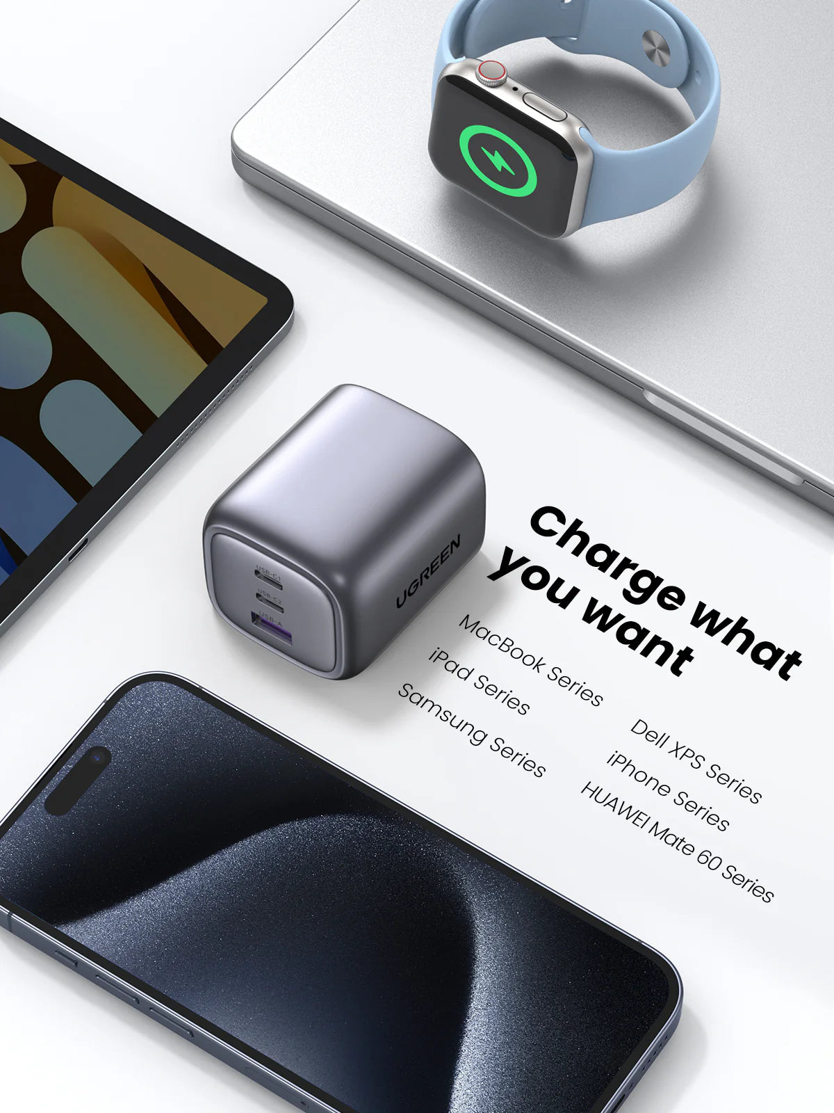 UGREEN Charger Nexode 65W 3-Ports UK Gray - شاحن 65 واط ثلاثي المنافذ من يوكرين