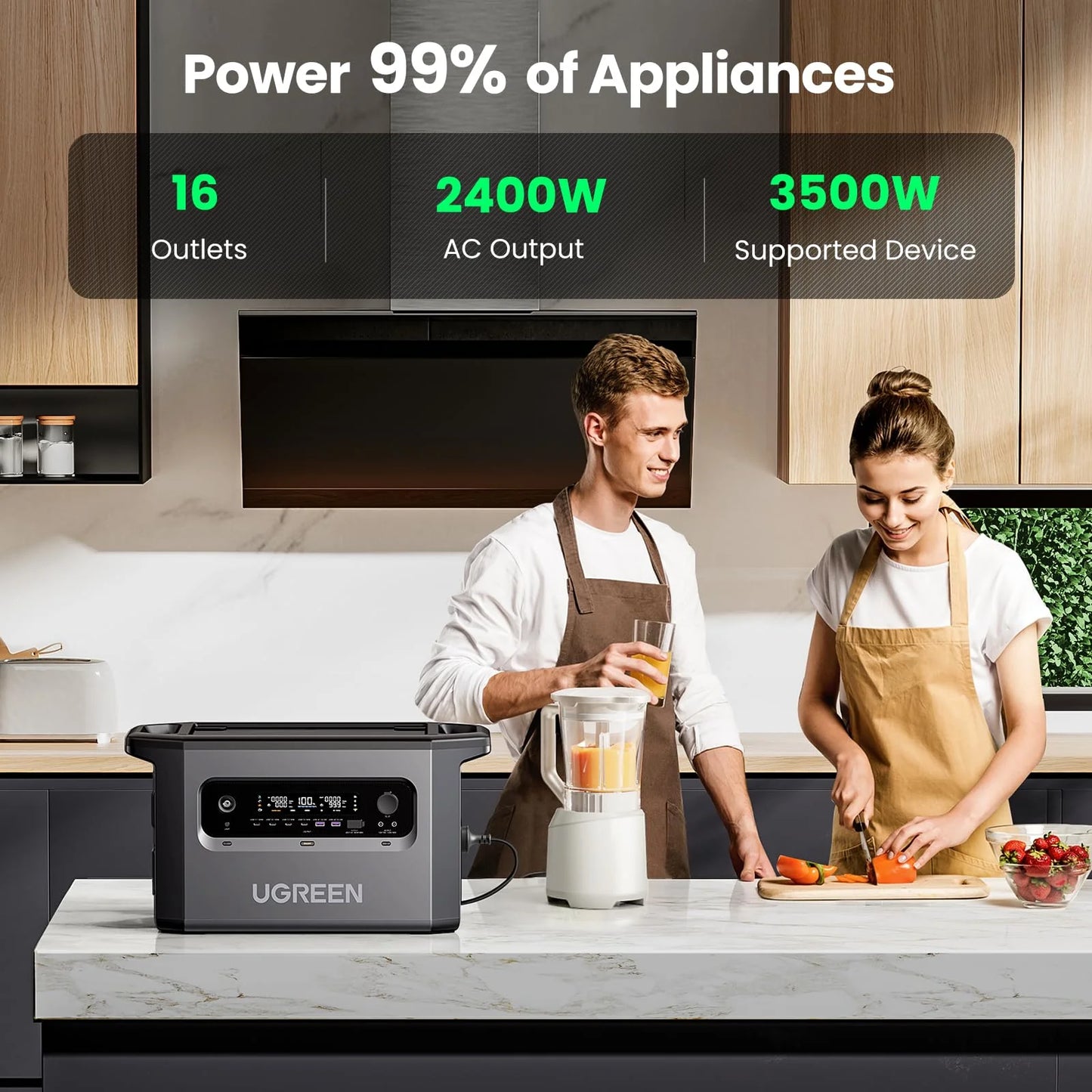 UGREEN PowerRoam Portable Power Station 2048Wh | 2300W EU - مولد طاقة محمول بقوة 2300 واط مع 14 منفذ من يوكرين