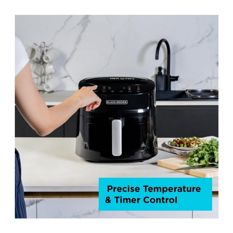 Black&Decker AF7210-B5 DIGITAL AEROFRY WITH WINDOW 7.2L - قلاية هوائية رقمية بسعة 7.2 لتر وبقوة 1800 واط مع نافذة من بلاك اند ديكر