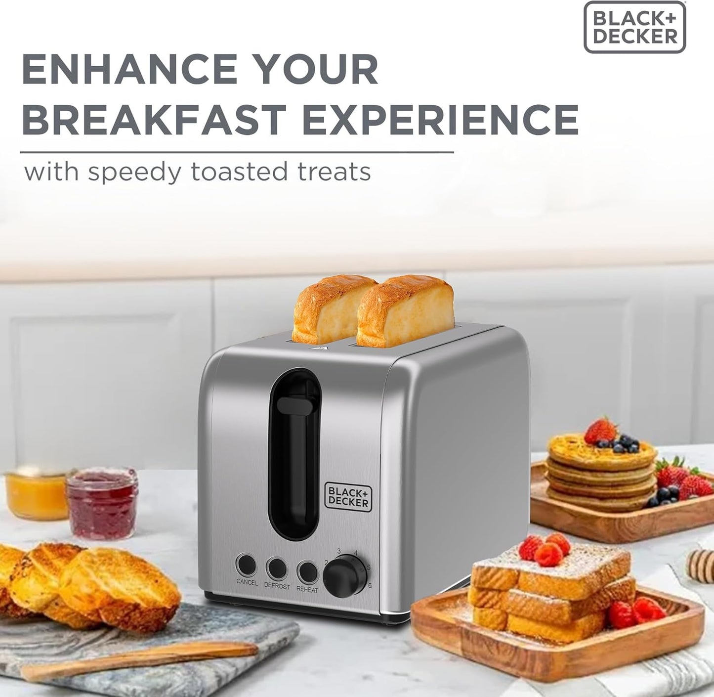 Black&Decker ET244-B5 2 SLICE TOASTER 1050W Stainless steel - محمصة خبز 2 شريحة 1050 واط من بلاك اند ديكر