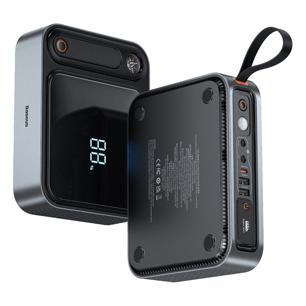Baseus Super Energy Ultra Jump Starter 3000A Cluster Black - جهاز تشغيل بطارية السيارة 3000 امبير مع باوربنك 26800 ملي امبير من باسيوس اسود