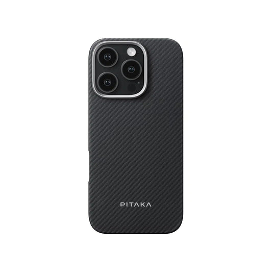 PITAKA ULTRA-SLIM CASE PITA TAP FOR IPHONE 16 PRO MAX BLACK/GRAY - كفر ايفون 16 برو ماكس ماك سيف فائق النحافة من بيتاكا اسود/رمادي