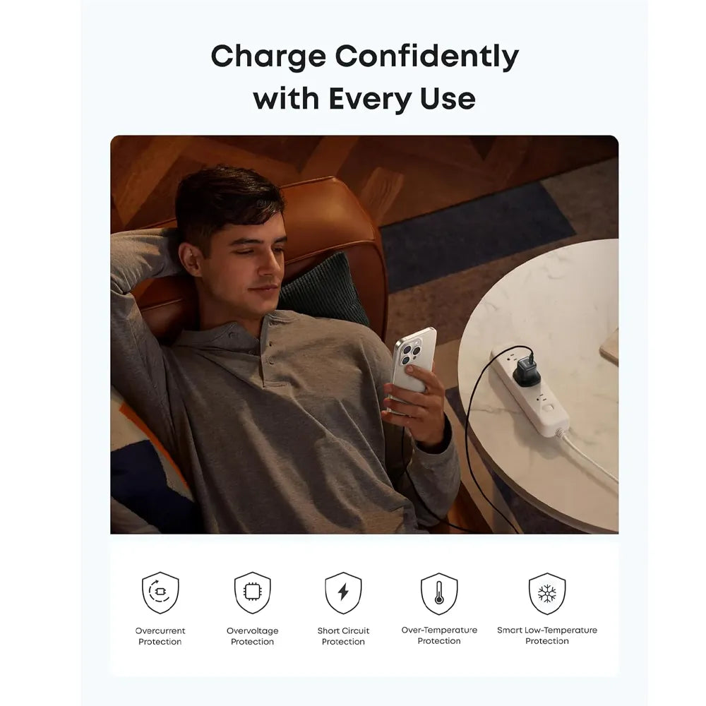 Anker Zolo Charger 30W, PD 3.0, with 1.0m C to C Cable - شاحن انكر 30 واط مع كيبل تايب سي بطول 1 متر