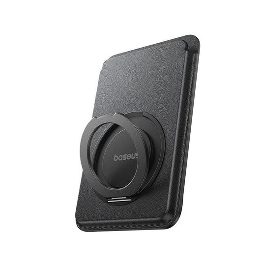 BASEUS MAGPRO 3 MAGNETIC WALLET STAND COSMIC BLACK - محفظة بطاقات مغناطيسية مع ستاند من باسيوس اسود