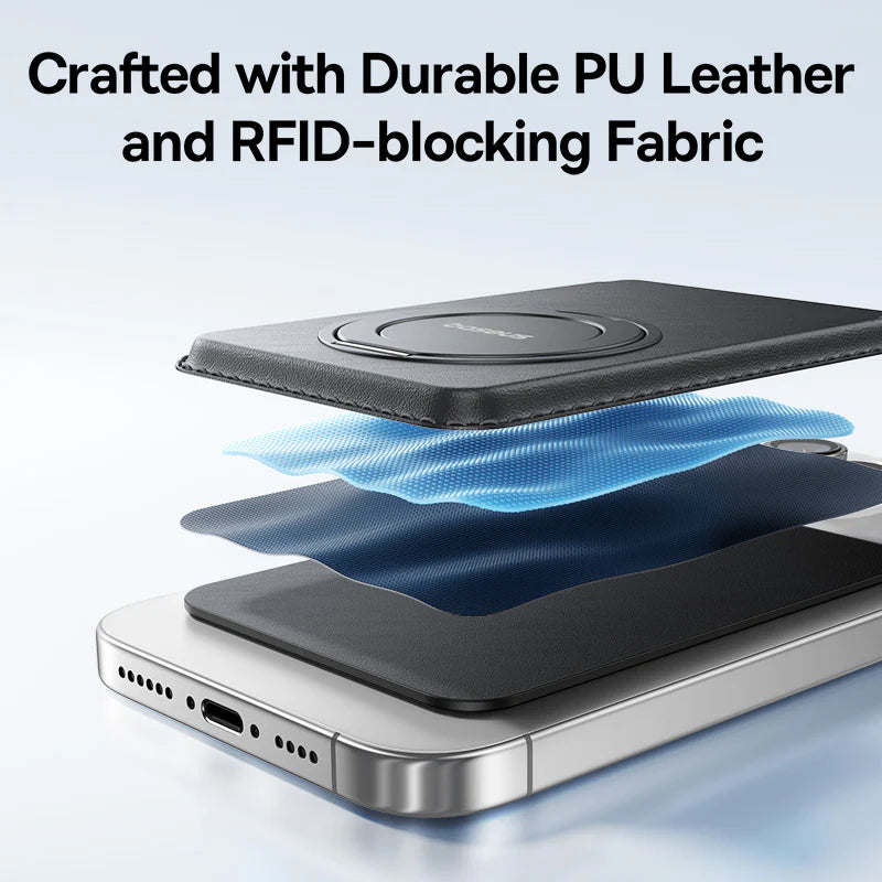 BASEUS MAGPRO 3 MAGNETIC WALLET STAND COSMIC BLACK - محفظة بطاقات مغناطيسية مع ستاند من باسيوس اسود