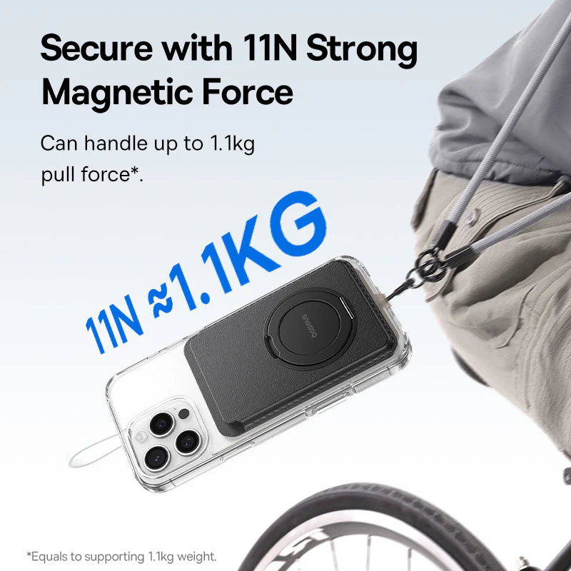 BASEUS MAGPRO 3 MAGNETIC WALLET STAND COSMIC BLACK - محفظة بطاقات مغناطيسية مع ستاند من باسيوس اسود