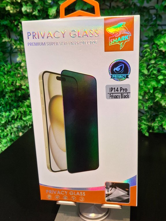 SHARK GLASS FOR IPHONE 14 PRO PRIVACY - لاصق شاشة ايفون 14 برو ماكس مضلل