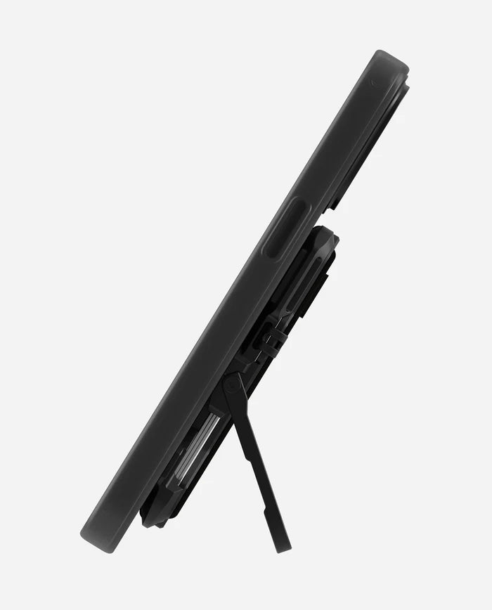 AULUMU G03 MULTI-TOOL MAGNETIC METAL WALLET GENUINE LEATHER COVER CARBON BLACK - محفظة بطاقات مغناطيسية متعددة الادوات بغطاء جلد طبيعي مع ستاند من اولومو اسود