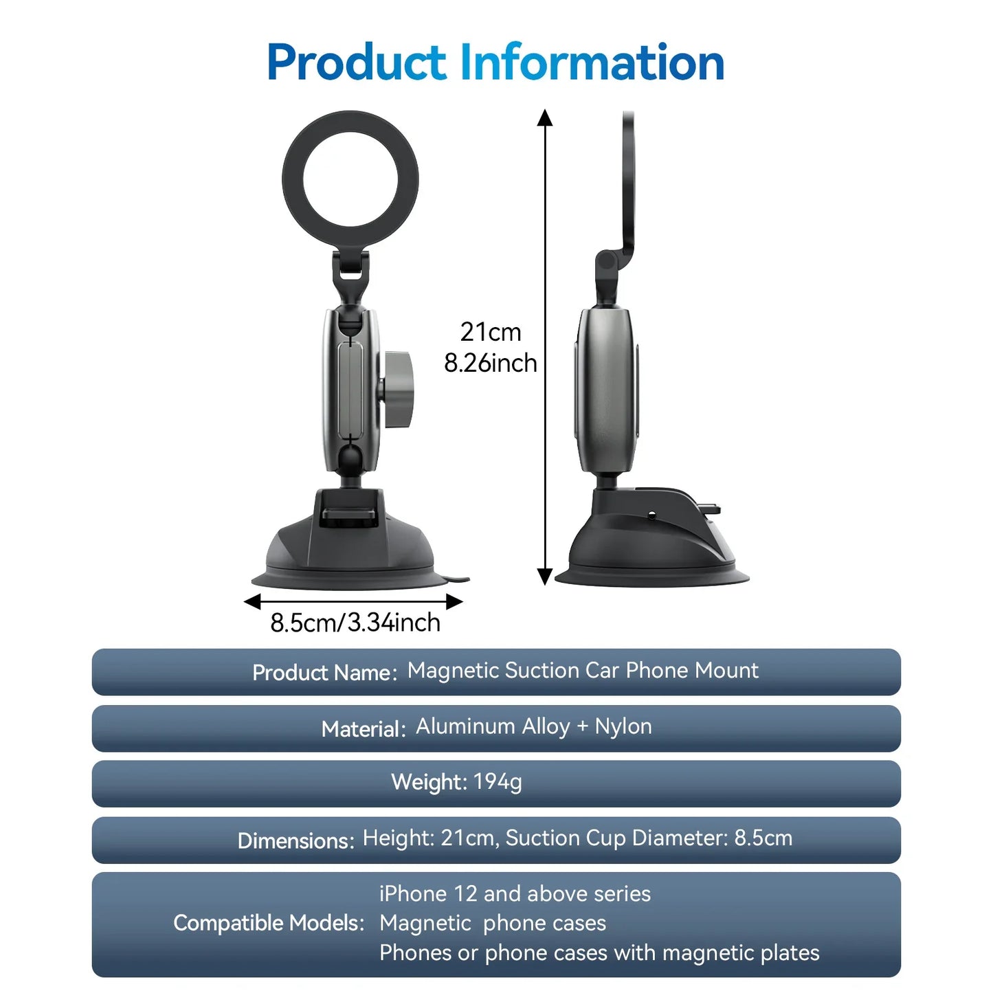 TELESIN Magnetic SuctionCar Phone Mount - ستاند سيارة ماك سيف بالشفط المغناطيسي من تيليسن