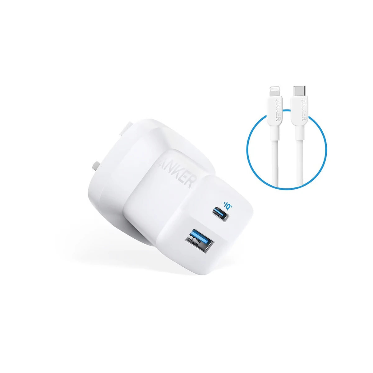 ANKER 323 CHARGER WITH USB-C TO LIGHTING CABLE - شاحن 33 واط مع كيبل تايب سي ايفون من انكر
