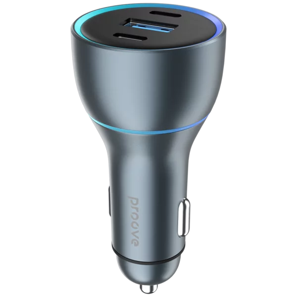 Proove Car Charger 130W 2 USB-C + USB-A Super Charge metal gray - شاحن سيارة بقوة 130 واط من برووف