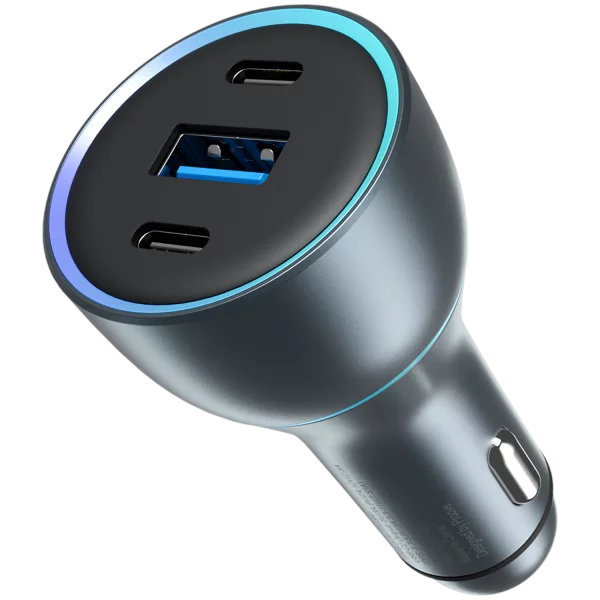 Proove Car Charger 130W 2 USB-C + USB-A Super Charge metal gray - شاحن سيارة بقوة 130 واط من برووف