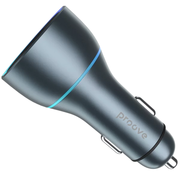 Proove Car Charger 130W 2 USB-C + USB-A Super Charge metal gray - شاحن سيارة بقوة 130 واط من برووف