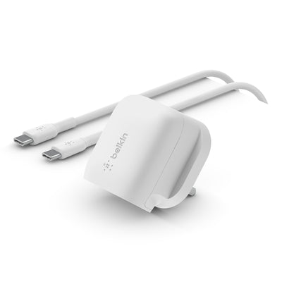 Belkin BoostCharge USB-C Wall Charger 20W+ 1M USB-C Cable  - شاحن 20 واط مع كيبل تايب سي تايب سي من بيلكن