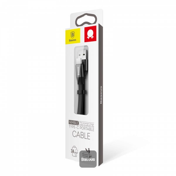 BASEUS NIMBLE USB-A TO TYPE-C PORTABLE CABLE 2A 23CM BLACK - كيبل يو اس بي تايب سي 23 سم من باسيوس اسود