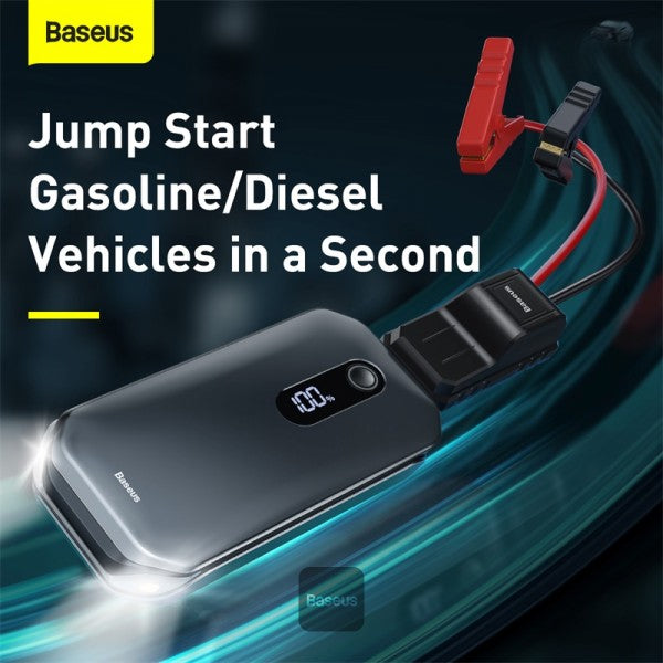 BASEUS SUPER ENERGY PRO JAMP STARTER FOR 12V DISEL/GAS CARS - جهاز تشغيل بطارية السيارة 12000 ملي امبير مع شاشة رقمية من باسيوس