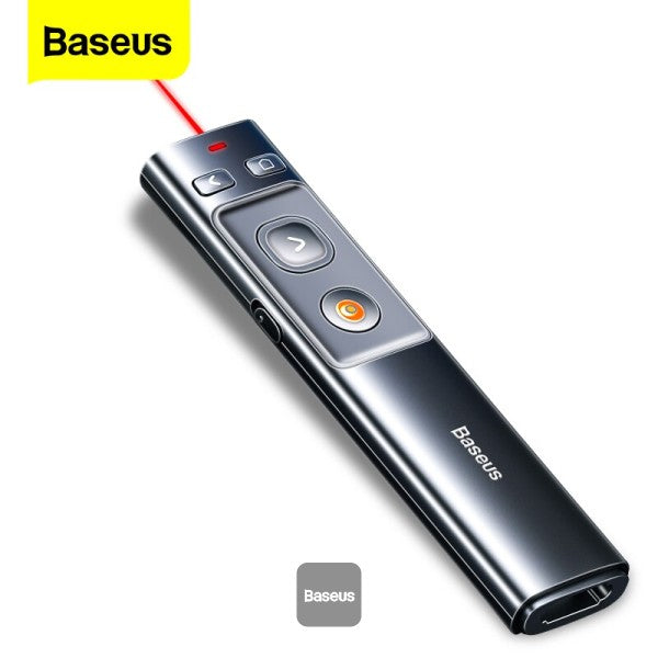 Baseus Orange Dot Wireless Presenter Red Laser Grey - مؤشر ليزري لاسلكي من باسيوس