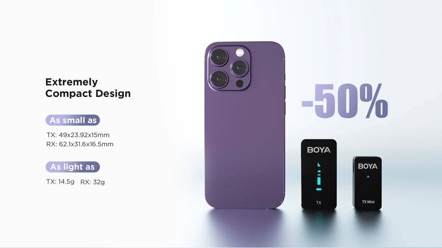 BOYA BY-XM6-S1 Mini 2.4GHz Wireless Lavalier Microphone - نك مايك لاسلكي للكاميرات بتردد 2.4 جيجا هرتز من بويا