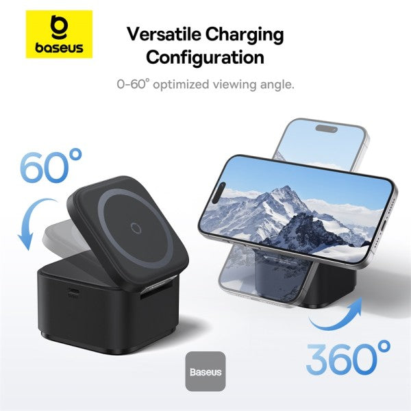 BASEUS MAGPRO 2-IN-1 MAGNETIC WIRELESS CHARGER 25W COSMIC - شاحن لاسلكي 25 واط 2 في 1 من باسيوس