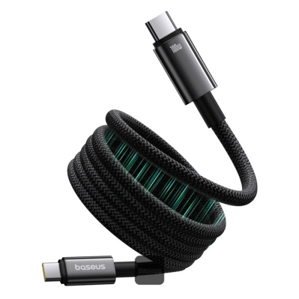 Baseus Tungsten Gold Magnetic Charging Cable USB-C to USB-C 100W 1m Cluster Black - كيبل تايب سي تايب سي مغناطيسي 100 واط من باسيوس اسود