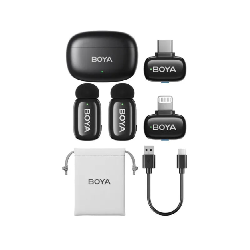 BOYA MINI ONE-TRIGGER-TWO 2.4G WIRELESS MICROPHONE SYSTEM PHONE MICROPHONE - نك مايك لاسلكي مع خاصية الغاء الضوضاء بالذكاء الاصطناعي من بويا