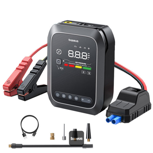 Baseus Super Energy Series 4-in-1 Car Jump Starter 1200A Cluster Black - جهاز تشغيل بطارية السيارة 1200 امبير 4 في 1 من باسيوس اسود