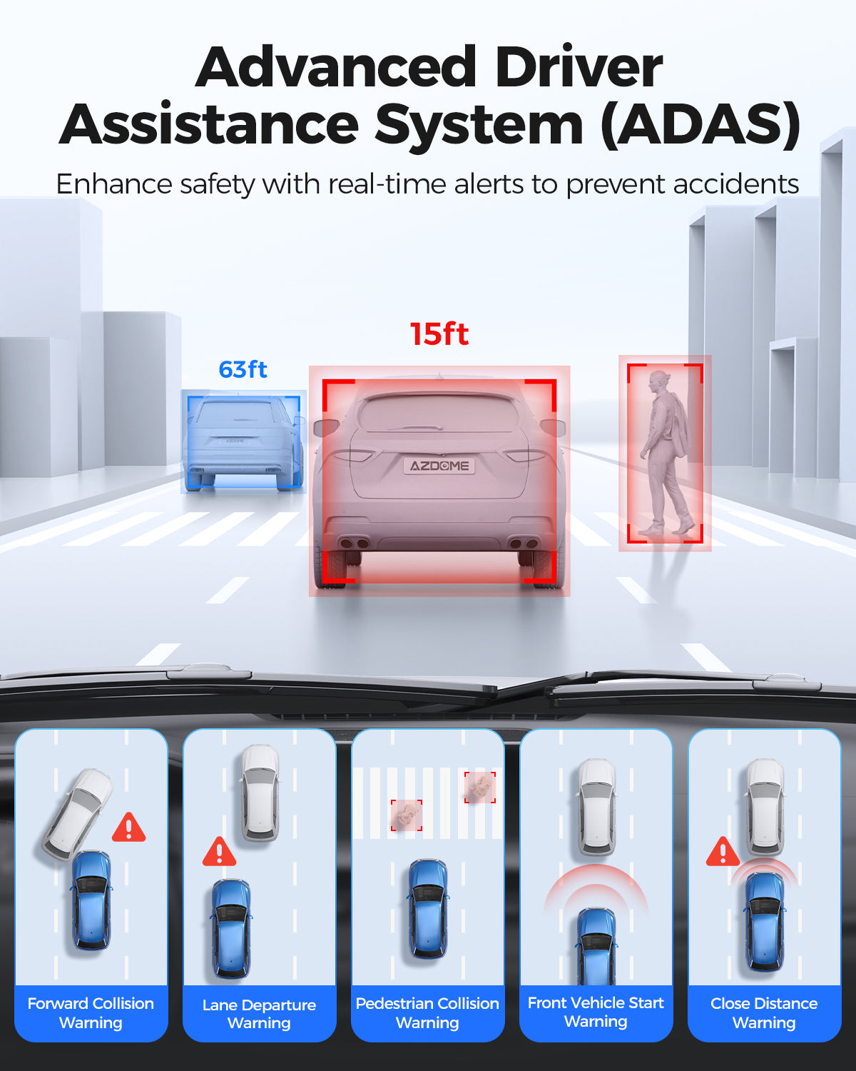 AZDOME PG17 MAX STREAMING MEDIA MIRROR DASH CAM - كاميرا سيارة امامية + خلفية عالية الدقة من ازدوم