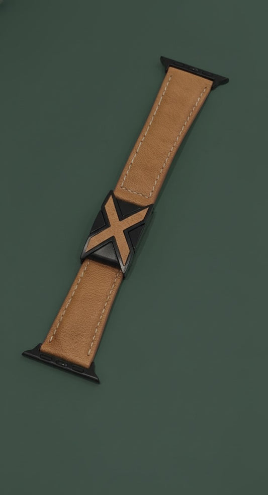 LEATHER STRAP FOR APPLE WATCH BROWN- سير ساعة ابل جلد جوزي