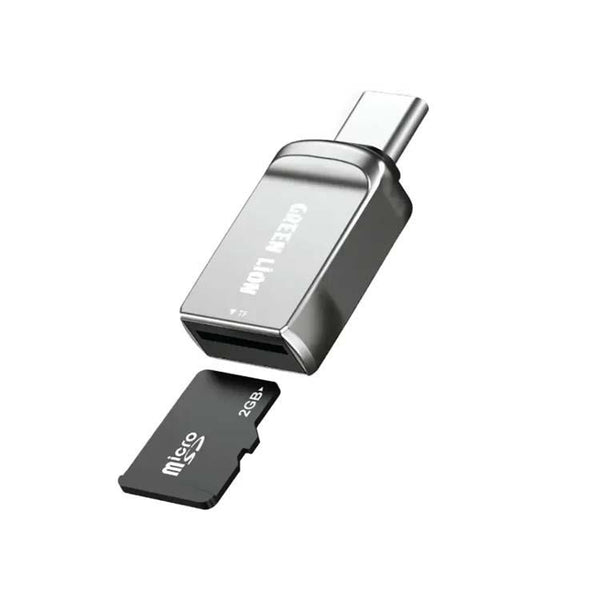 Green Lion SD Card Reader USB C to Micro SD Silver - قارئ بطاقات تايب سي من كرين