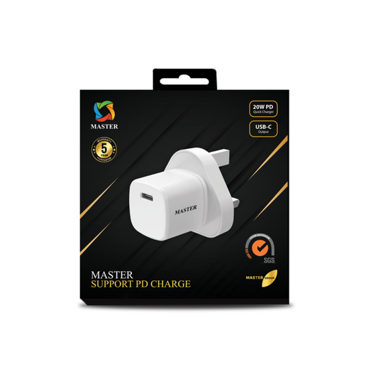 MASTER PD 20W MINI CHARGER WHITE - شاحن تايب سي 20 واط من ماستر ابيض