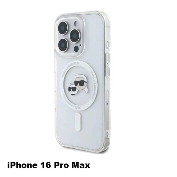 Karl Lagerfeld Magsafe IML Hard Case With Karl & Choupette Head For iPhone 16 Pro Max - كفر ماك سيف للايفون 16 برو ماكس من كارل لاغرفيلد
