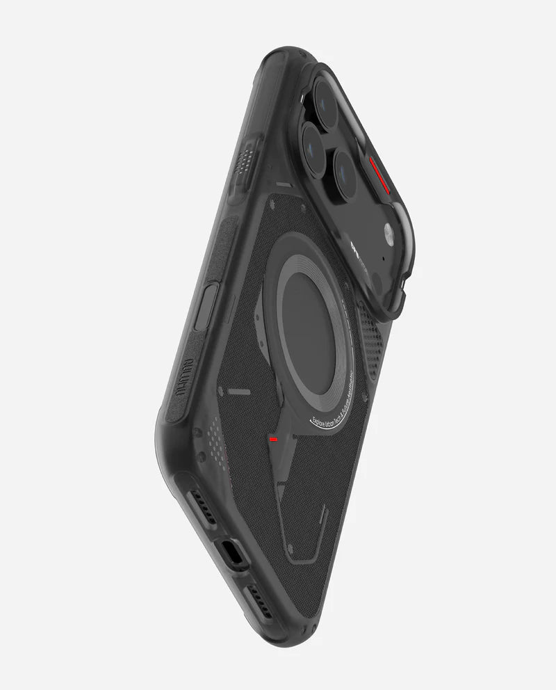 A17 RUGGED CASE FOR IPHONE 17 PRO MAX TRANSLUCENT GRAY - كفر ايفون 17 برو ماكس ماك سيف من اولومو رمادي شفاف