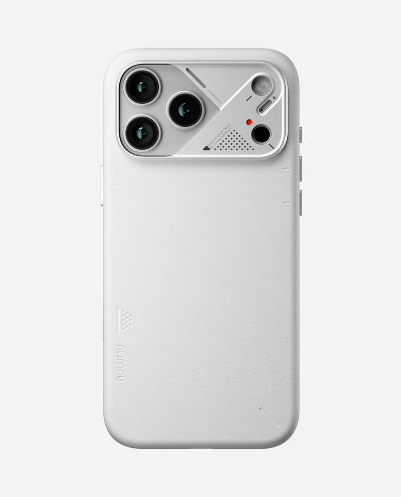 A17 VEGAN LEATHER CASE FOR IPHONE 17 PRO MAX WHITE - كفر ايفون 17 برو ماكس ماك سيف مصنوع من الجلد النباتي الصديق للبيئة من اولومو ابيض