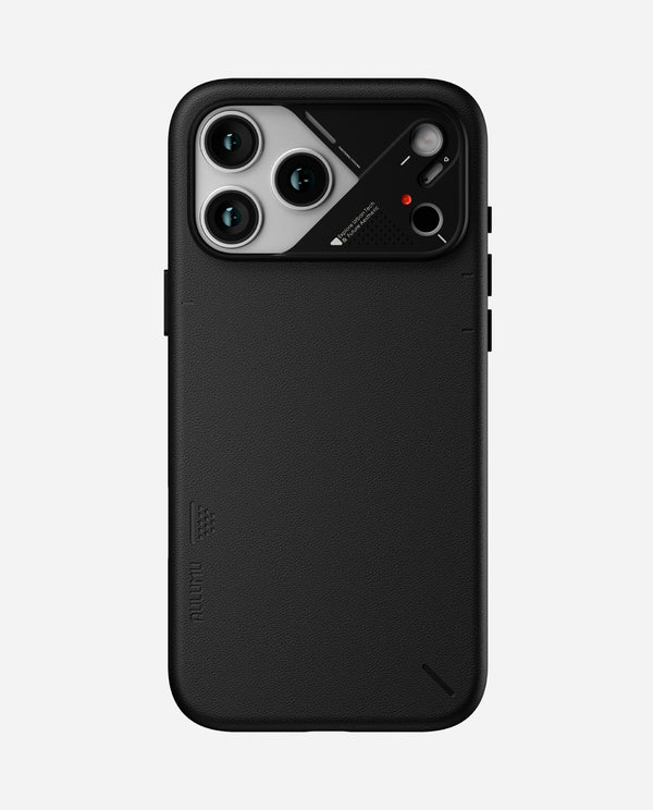 A17 VEGAN LEATHER CASE FOR IPHONE 17 PRO MAX BLACK - كفر ايفون 17 برو ماكس ماك سيف مصنوع من الجلد النباتي الصديق للبيئة من اولومو اسود