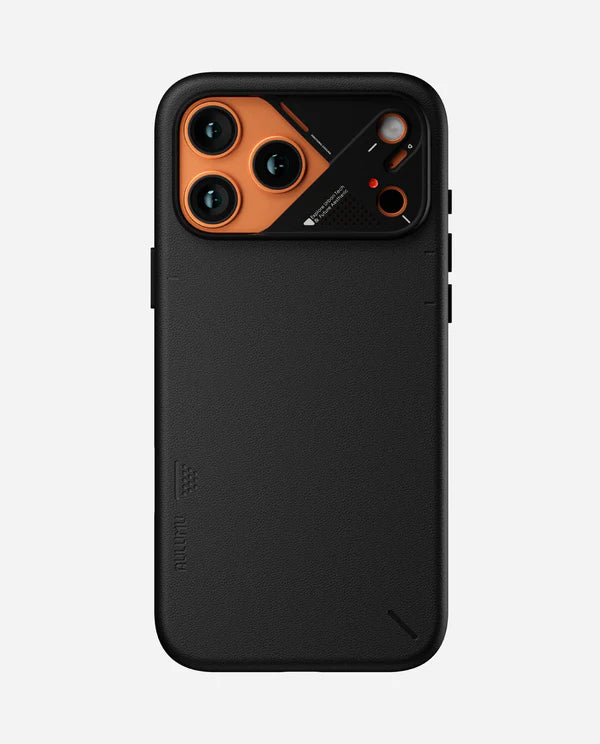 A17 VEGAN LEATHER CASE FOR IPHONE 17 PRO MAX BLACK - كفر ايفون 17 برو ماكس ماك سيف مصنوع من الجلد النباتي الصديق للبيئة من اولومو اسود