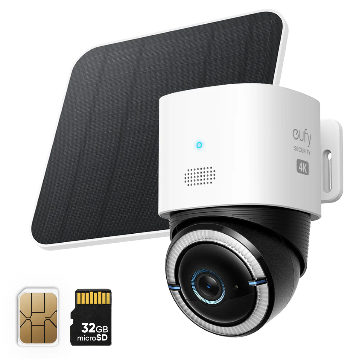 Anker Eufy 4G LTE Cam S330 White - كاميرا منزلية خارجية ذكية تعمل بالطاقة الشمسية مع بطاقة SIM وبطاقة SD سعة 32 جيجابايت من انكر