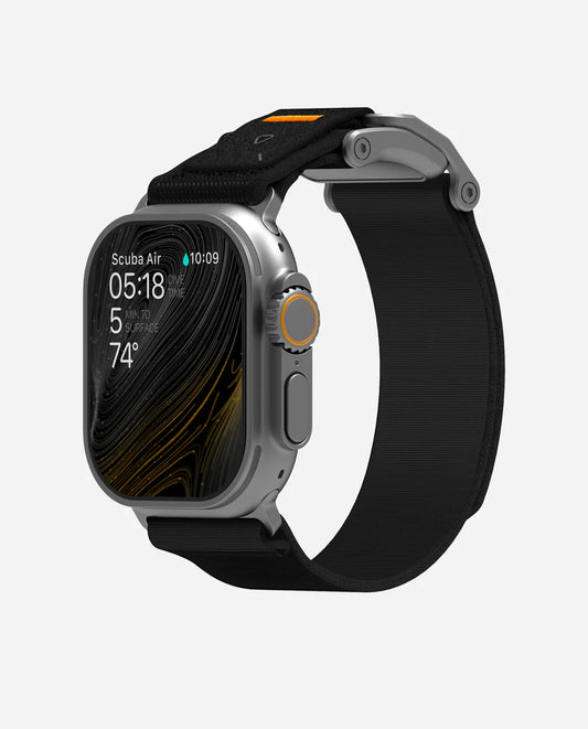 AULUMU A11 Mag Buckle Slim Band for Apple Watch 42-49MM BLACK SLIVER - سير ساعات ابل مقاس 42-49 مم من اولومو اسود فضي